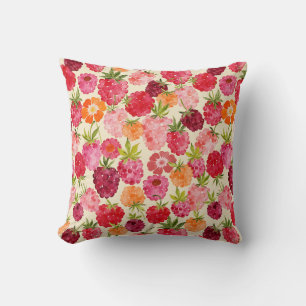 Summer Raspberry Watercolor Coquette Kissen