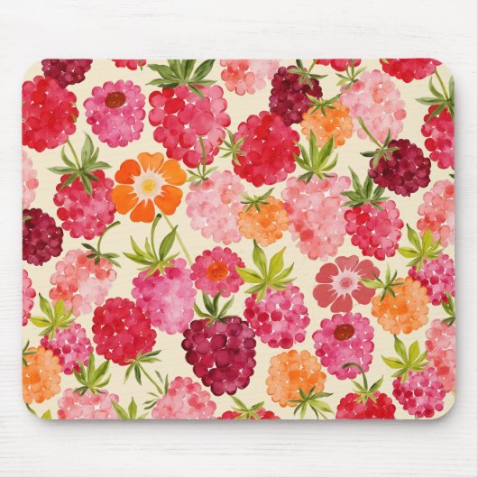 Summer Raspberry Watercolor Coquette Mousepad (Vorne)