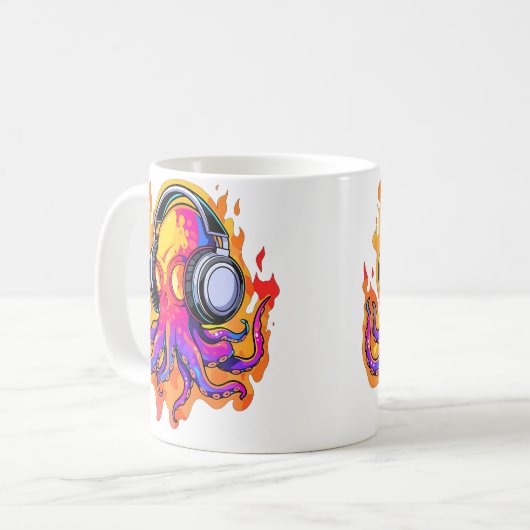 Summer Rave Fire Octopus Dj Edm Festival Kaffeetasse (Vorderseite Links)