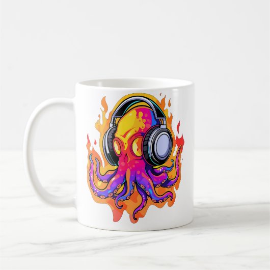 Summer Rave Fire Octopus Dj Edm Festival Kaffeetasse (Links)