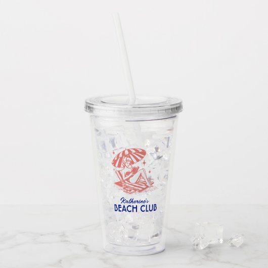 Summer Reading Blue Beach Club Party Acryltrinkbecher (Vorderseite Ice)
