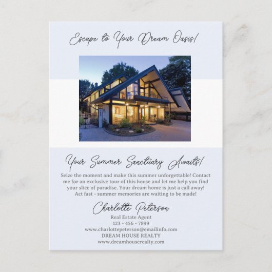Summer Real Anwesen Listing oder Werbeaktion Postkarte (Vorderseite)