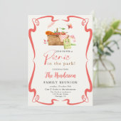 Summer red Fun Picnic in der Parkfamilie Wiederseh Einladung (Stehend Vorderseite)