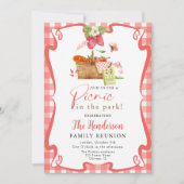 Summer red Fun Picnic in der Parkfamilie Wiederseh Einladung (Vorderseite)