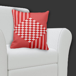 Summer Red Geometric Stripes Diamond Schachbretter Kissen