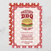 Summer Red Gingham Fun Backyard Barbeque GRILLEN P Einladung (Vorne/Hinten)