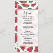 Summer Red Green Watermelon Wasserfarbenes Muster Menükarte (Vorne/Hinten)