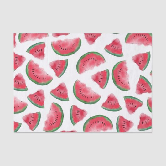 Summer Red Green Watermelon Wasserfarbenes Muster Seidenpapier (Vorderseite)