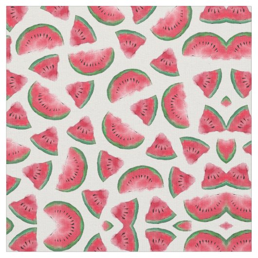Summer Red Green Watermelon Wasserfarbenes Muster Stoff (Nahaufnahme)