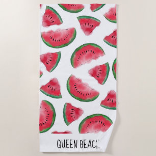 Summer Red Green Watermelon Wasserfarbenes Muster Strandtuch