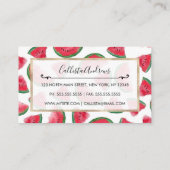 Summer Red Green Watermelon Wasserfarbenes Muster Visitenkarte (Rückseite)