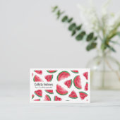 Summer Red Green Watermelon Wasserfarbenes Muster Visitenkarte (Stehend Vorderseite)