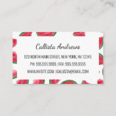 Summer Red Green Watermelon Wasserfarbenes Muster Visitenkarte (Rückseite)