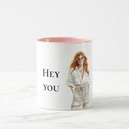 Summer Red Hair Lady Hey, du Zitat Tasse