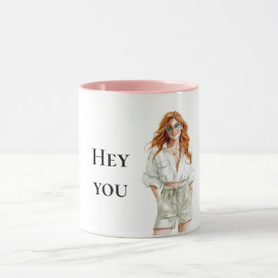 Summer Red Hair Lady Hey, du Zitat Tasse