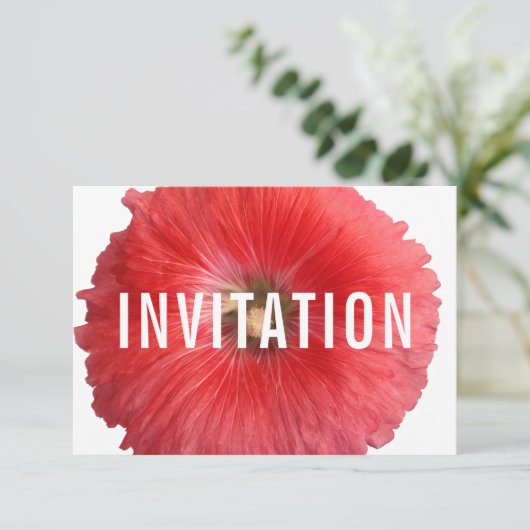 Summer Red Hollyhock (neu) Einladung (Stehend Vorderseite)