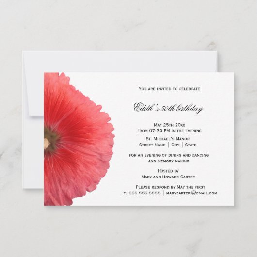 Summer Red Hollyhock (neu) Einladung (Rückseite)