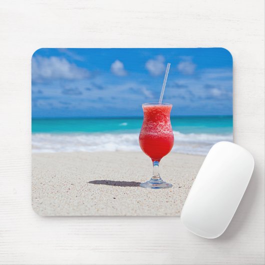 Summer Red Strawberry Margarita On Tropical Beach Mousepad (Mit Mouse)