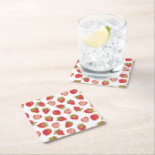 Summer Red Strawberry Pattern Rechteckiger Pappuntersetzer (Vor Ort)