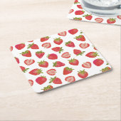 Summer Red Strawberry Pattern Rechteckiger Pappuntersetzer (angewinkelt)