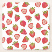 Summer Red Strawberry Pattern Rechteckiger Pappuntersetzer (Vorderseite)