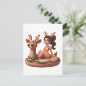 Summer Rentier Holiday Fun Pool Party Design Postkarte (Stehend Vorderseite)