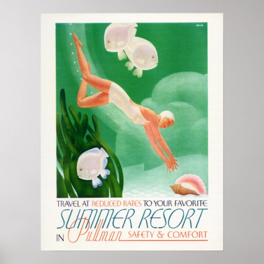 SUMMER RESORT Sea Holiday FRAU Diving Travel Poster (Vorne)