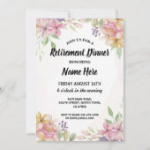 Summer Retirement Party Aquarell Blume Rosa Einladung (Vorderseite)