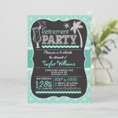 Summer Retirement Party Einladung über Aqua Patter (Stehend Vorderseite)