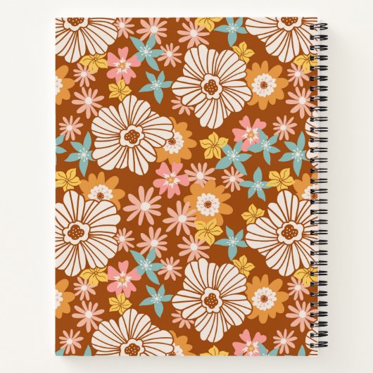 Summer Retro Blume | Monogram-Notebook Notizblock (Rückseite)