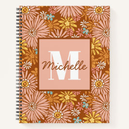 Summer Retro Blume | Monogram-Notebook Notizblock