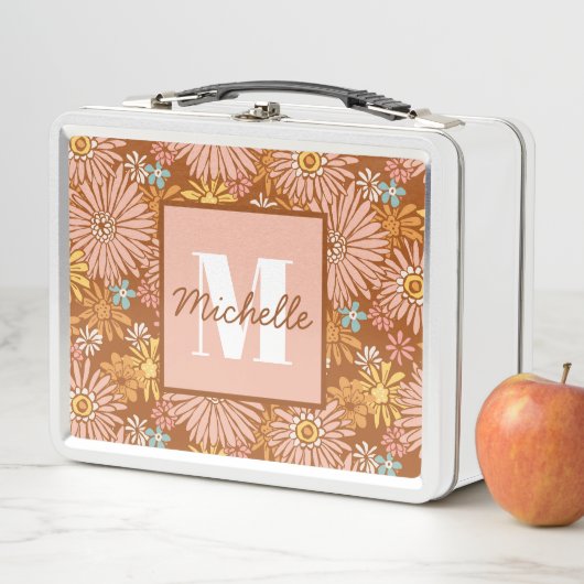 Summer Retro Blume | Monogramm Lunch Box (Beispiel)