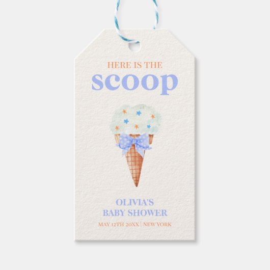 Summer Retro Bow Star Ice Cream Baby Dusche Geschenkanhänger (Vorderseite)