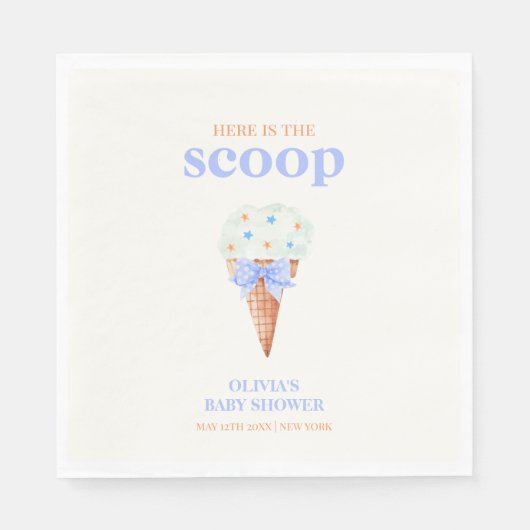 Summer Retro Bow Star Ice Cream Baby Dusche Serviette (Vorderseite)