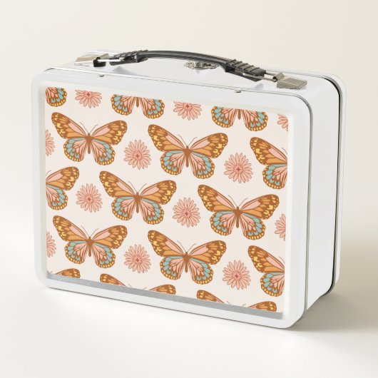Summer Retro Butterfly | Monogramm Lunch Box (Rückseite)