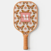 Summer Retro Butterfly | Monogramm Pickleball Schläger (Vorderseite)
