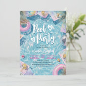 Summer Retro Disco Sweet 16 Pool Vibes Party Einladung (Stehend Vorderseite)