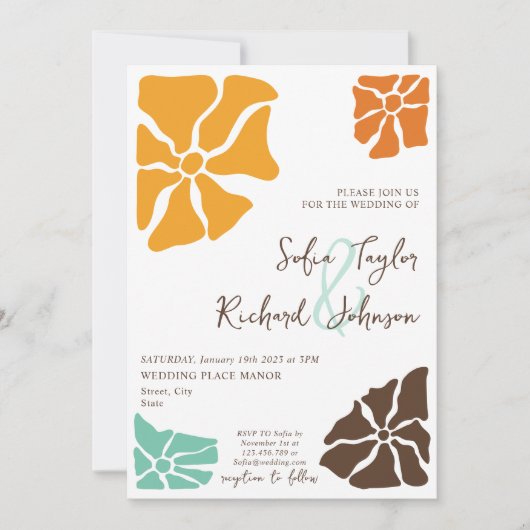 Summer Retro Groovy farbenfrohe florale Daisy Hipp Einladung (Vorderseite)