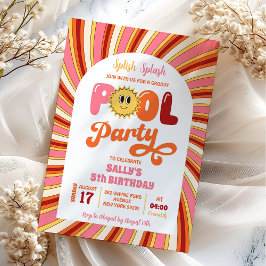 Summer Retro Groovy Sun Pool Party Geburtstag Einladung