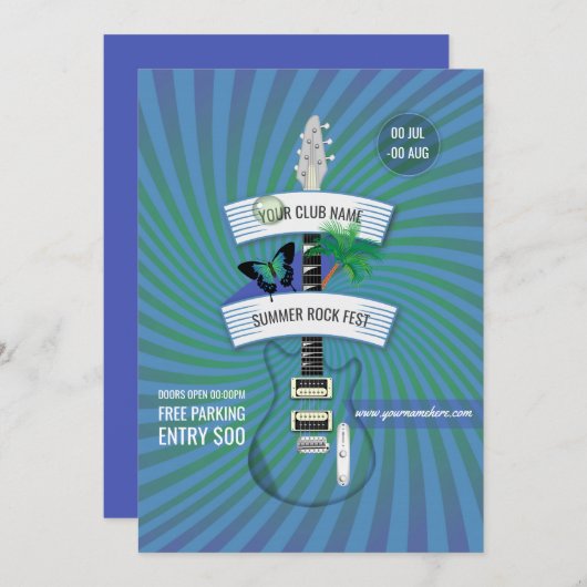 Summer Rock Festival - Logo-Einladung hinzufügen Einladung (Vorne/Hinten)