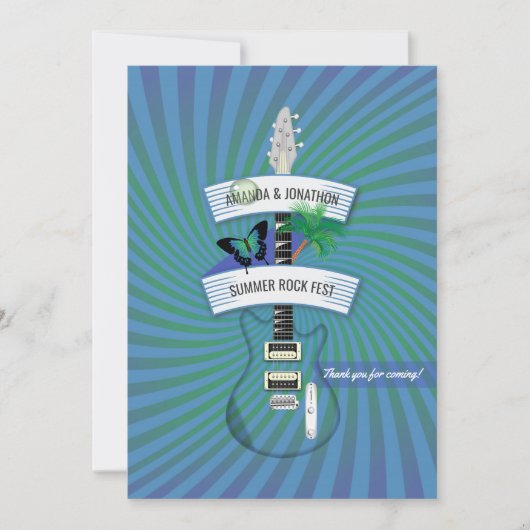 Summer Rock Festival Wedding Dankeskarte (Vorderseite)