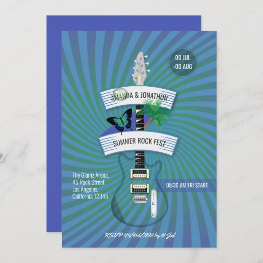 Summer Rock Festival Wedding Einladung (Vorne/Hinten)