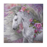 Summer Rose Art Tile Fliese<br><div class="desc">Bring the wild beauty of this stunning dapple grey surrounded by “Summer Rose“ to your home or office! This artwork also available on other products.</div>