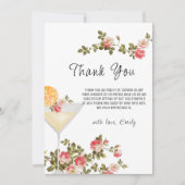 Summer Rose Brunch Bubbly Champagner Baby Dusche Dankeskarte (Vorderseite)