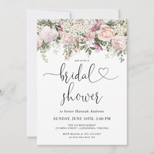 Summer Rose Garden Blumendusche Einladung (Vorderseite)