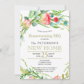 Summer Rose Garden elegante neue Zuhause Grillen Einladung (Vorderseite)