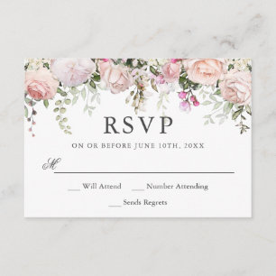 Summer Rose Garden Floral Wedding RSVP Karte