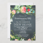 Summer Rose Garten rustikal neue Zuhause Grillen Einladung (Vorderseite)