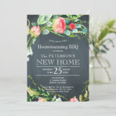 Summer Rose Garten rustikal neue Zuhause Grillen Einladung (Stehend Vorderseite)