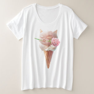 Summer Rose Ice Creme Große Größe T-Shirt